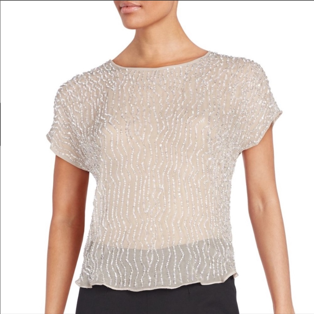 Parker Hazel Sequined Beaded Silk Top